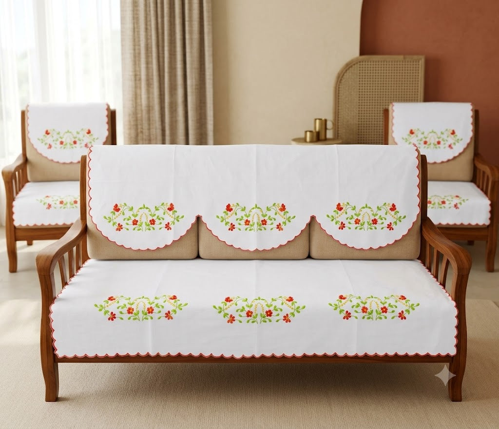 Hand Embroidered Sofa Cover (3+1+1 Seater)
