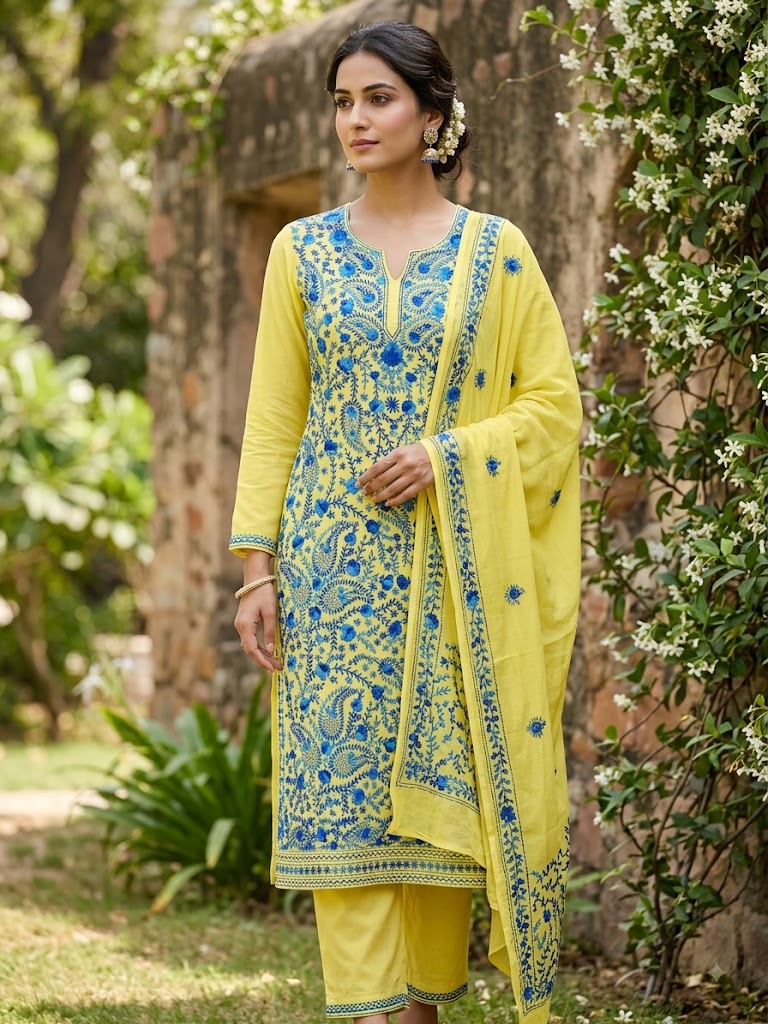 Chikonwala's Exclusive Hand Embroidered Fulkari Dress