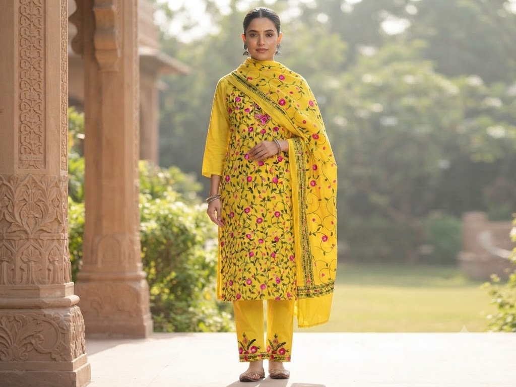 Chikonwala's Exclusive Hand Embroidered Fulkari Dress