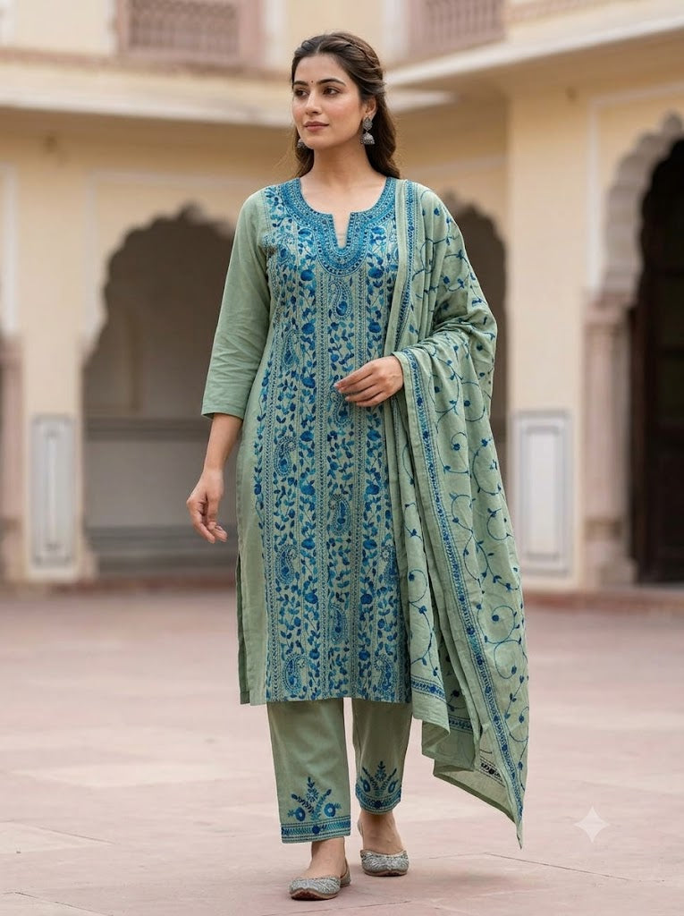 Chikonwala's Exclusive Hand Embroidered Fulkari Dress