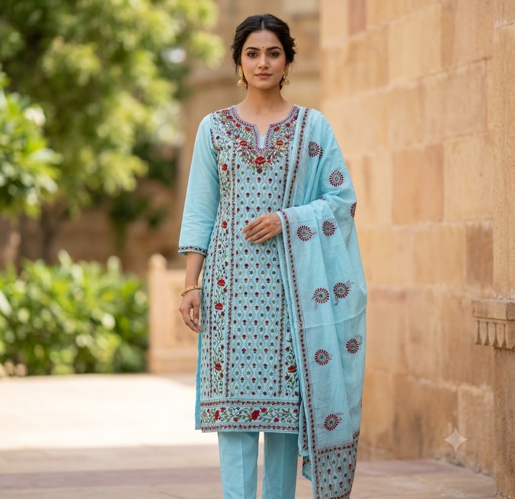 Chikonwala's Exclusive Hand Embroidered Fulkari Dress