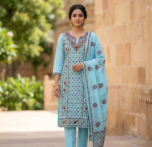 Chikonwala's Exclusive Hand Embroidered Fulkari Dress