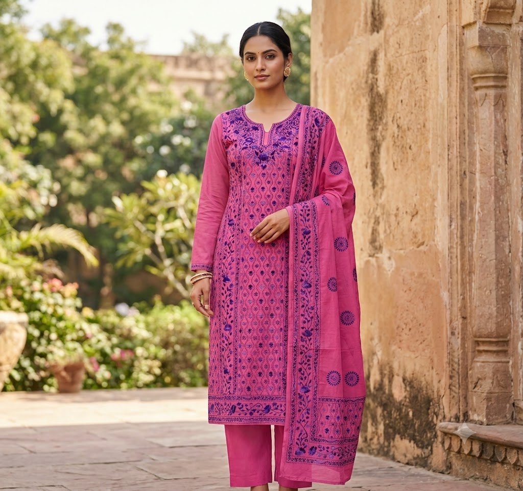 Chikonwala's Exclusive Hand Embroidered Fulkari Dress