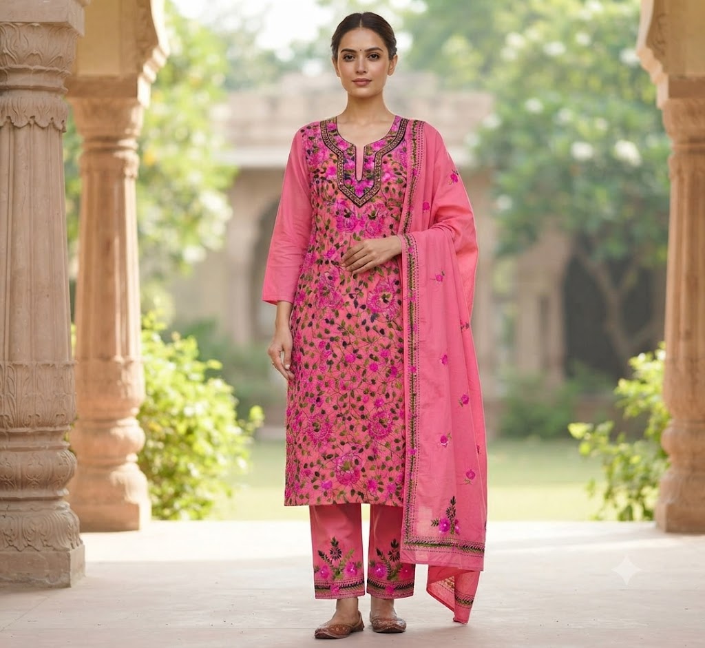 Chikonwala's Exclusive Hand Embroidered Fulkari Dress