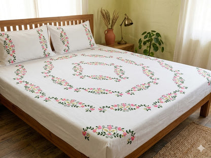 Chikonwala's Hand Embroidered Floral Design Bedsheet