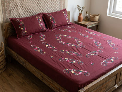 Chikonwala's Hand Embroidered Floral Design Bedsheet