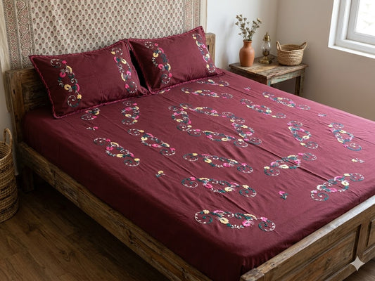 Chikonwala's Hand Embroidered Floral Design Bedsheet