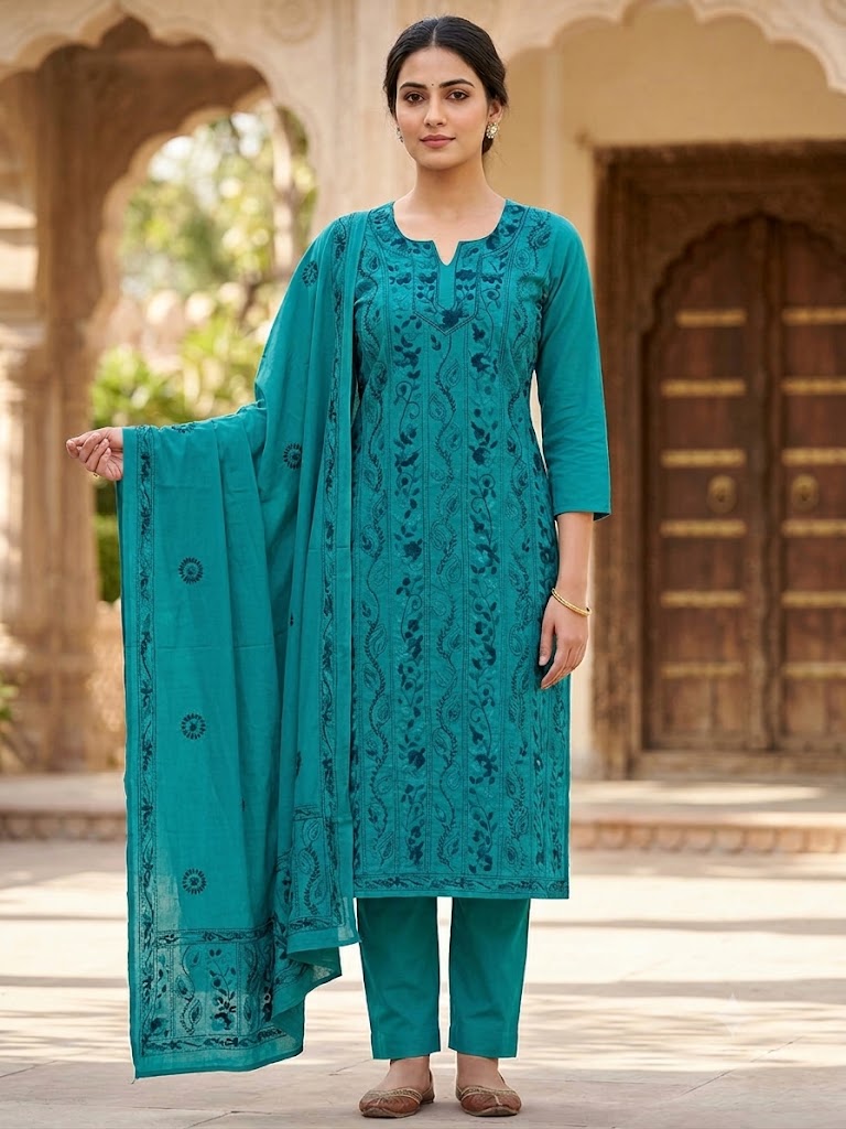 Chikonwala's Exclusive Hand Embroidered Fulkari Dress