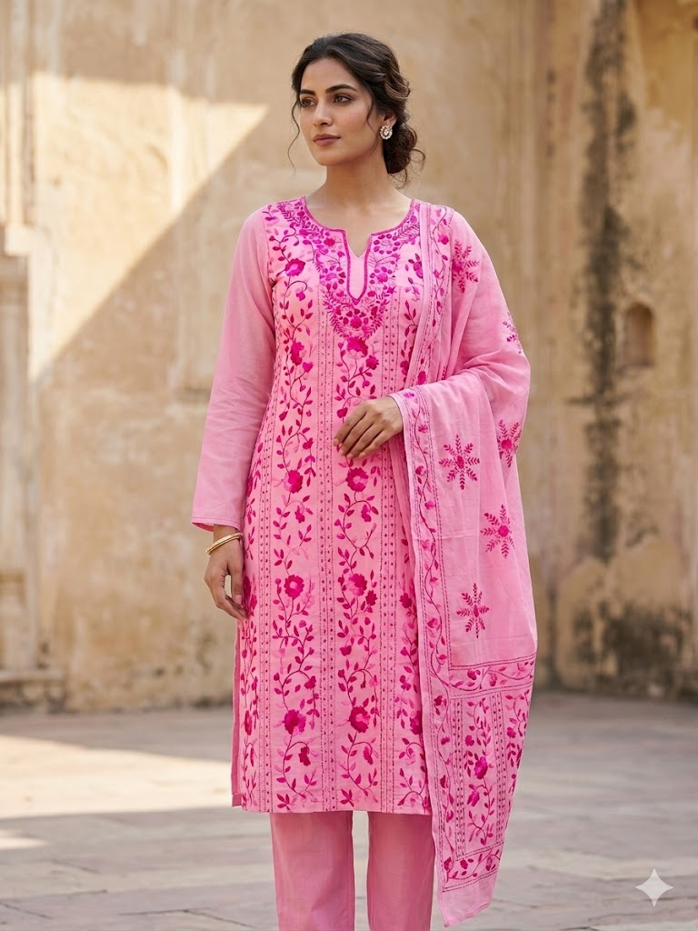 Chikonwala's Exclusive Hand Embroidered Fulkari Dress