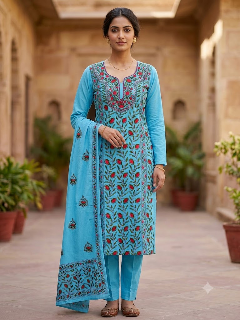 Chikonwala's Exclusive Hand Embroidered Fulkari Dress