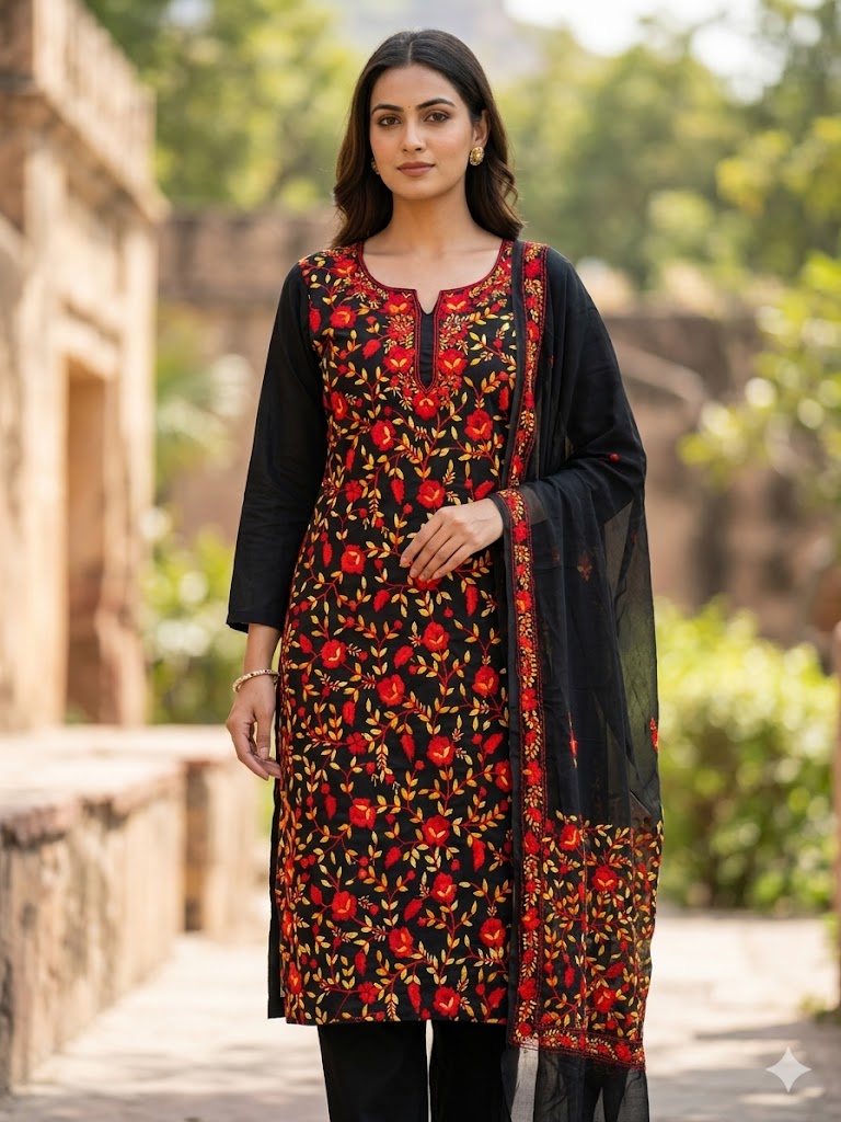 Chikonwala's Exclusive Hand Embroidered Fulkari Dress