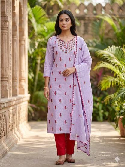 Chikonwala's Exclusive Hand Embroidered Organdy Cotton Dress Material
