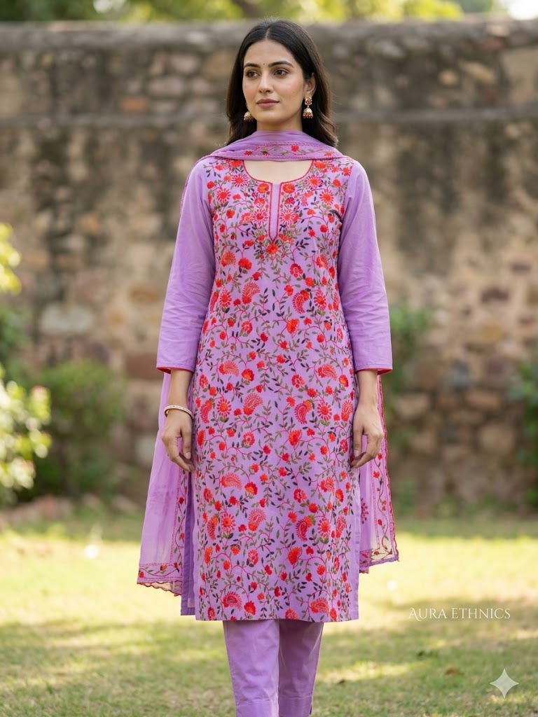 Chikonwala's Exclusive Hand Embroidered Fulkari Dress