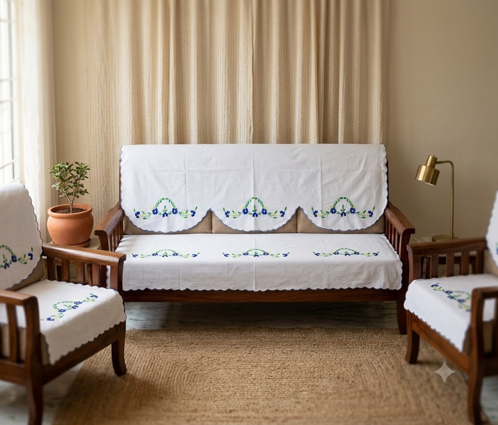 Hand Embroidered Sofa Cover (3+1+1 Seater)