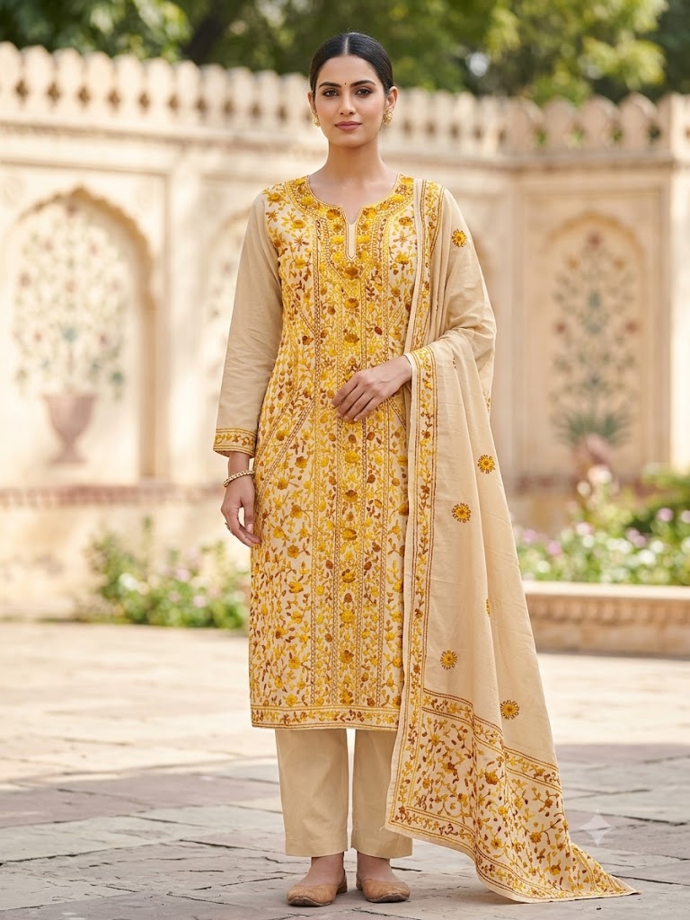 Chikonwala's Exclusive Hand Embroidered Fulkari Dress