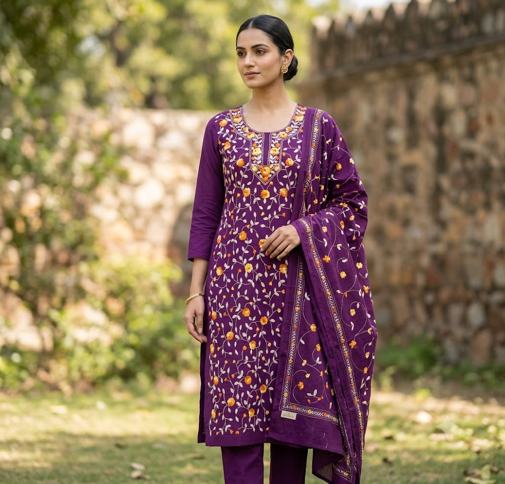 Chikonwala's Exclusive Hand Embroidered Fulkari Dress