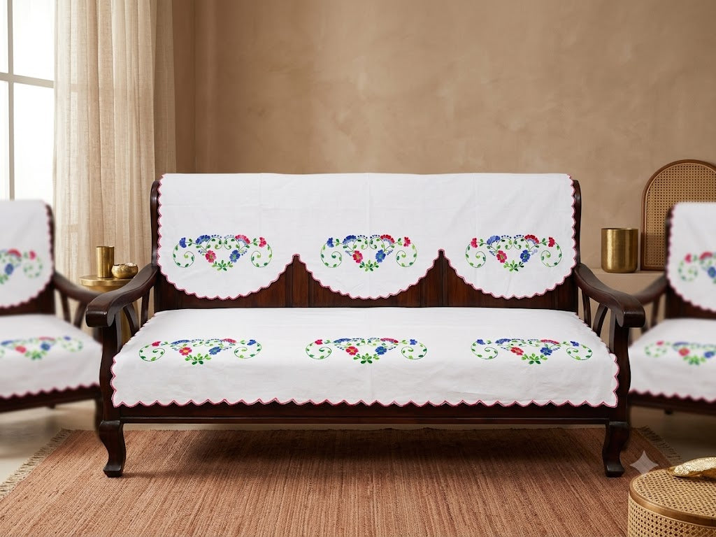 Hand Embroidered Sofa Cover (3+1+1 Seater)