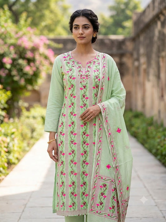Chikonwala's Exclusive Hand Embroidered Fulkari Dress