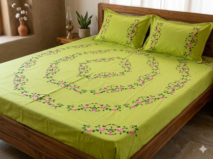 Chikonwala's Hand Embroidered Floral Design Bedsheet