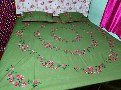Chikonwala's Hand Embroidered Floral Design Bedsheet