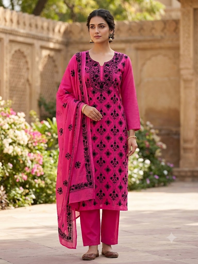 Chikonwala's Exclusive Hand Embroidered Fulkari Dress