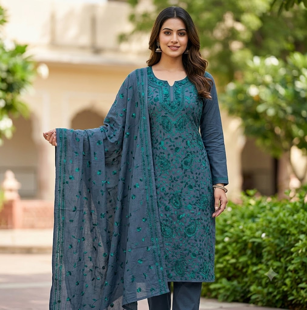 Chikonwala's Exclusive Hand Embroidered Fulkari Dress