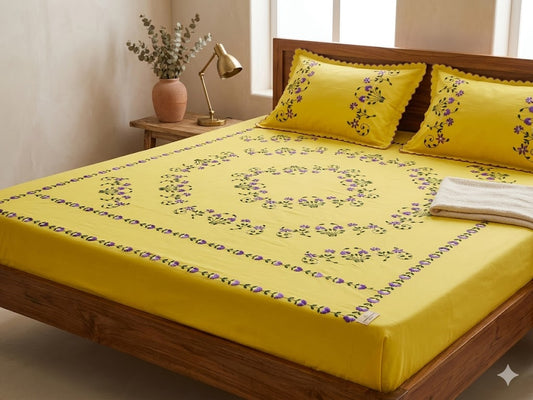 Chikonwala's Hand Embroidered Floral Design Bedsheet
