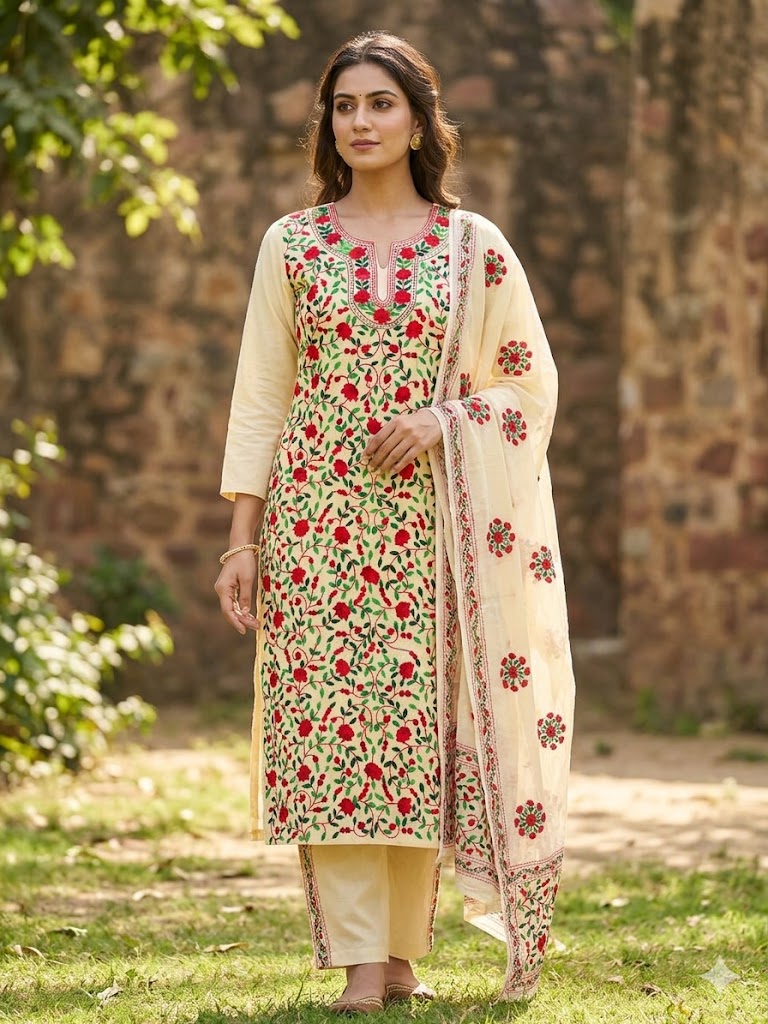 Chikonwala's Exclusive Hand Embroidered Fulkari Dress