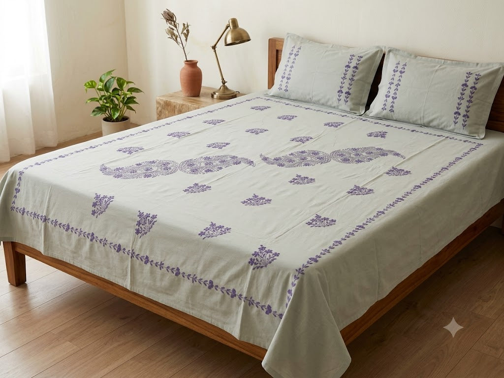 Chikonwala's Hand Embroidered Pure Cotton Bedsheet