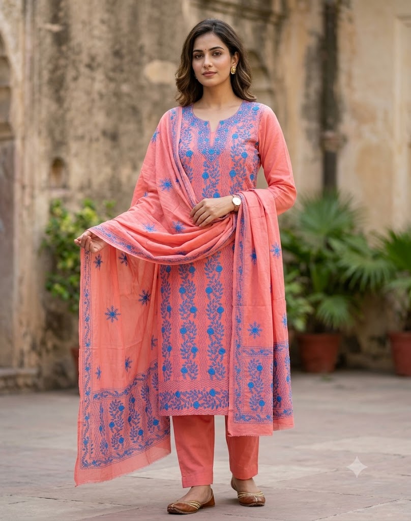 Chikonwala's Exclusive Hand Embroidered Fulkari Dress