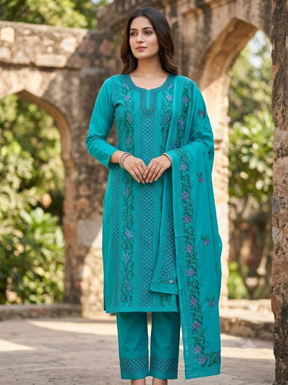 Chikonwala's Exclusive Hand Embroidered Bidding Kantha Dress Material