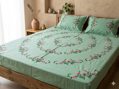 Chikonwala's Hand Embroidered Floral Design Bedsheet