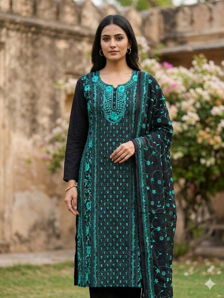 Chikonwala's Exclusive Hand Embroidered Fulkari Dress