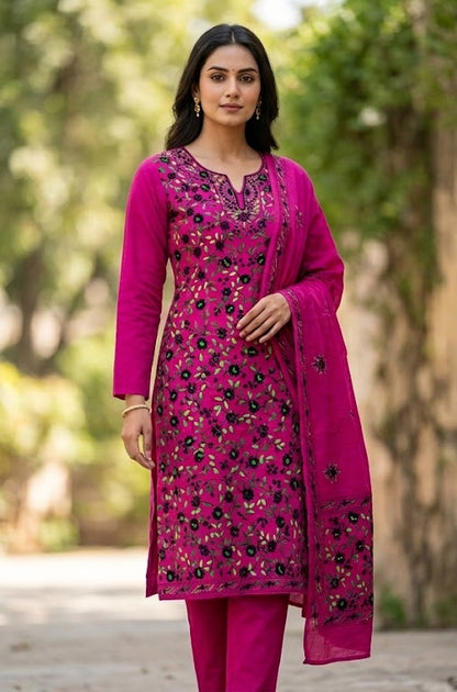 Chikonwala's Exclusive Hand Embroidered Fulkari Dress