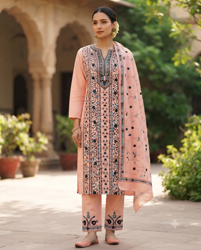 Chikonwala's Exclusive Hand Embroidered Fulkari Dress