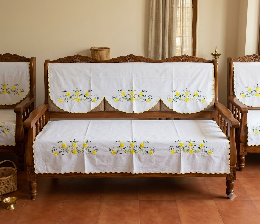Hand Embroidered Sofa Cover (3+1+1 Seater)