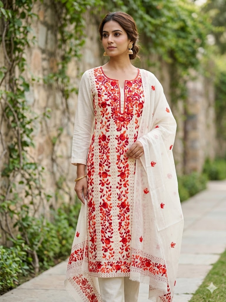 Chikonwala's Exclusive Hand Embroidered Fulkari Dress