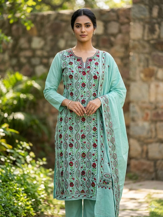 Chikonwala's Exclusive Hand Embroidered Fulkari Dress