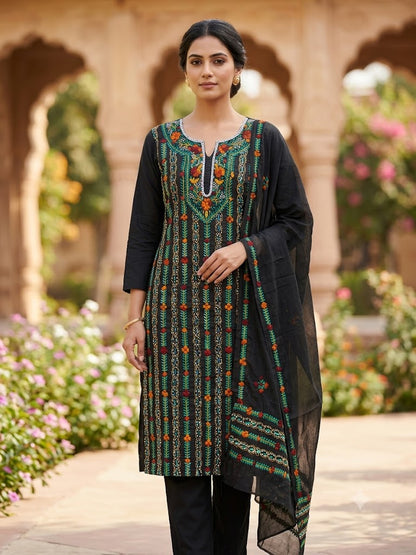 Chikonwala's Exclusive Hand Embroidered Fulkari Dress