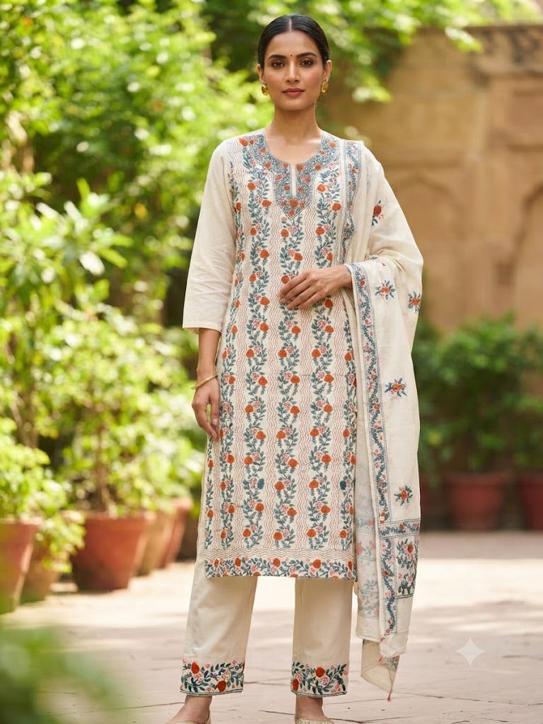 Chikonwala's Exclusive Hand Embroidered Fulkari Dress