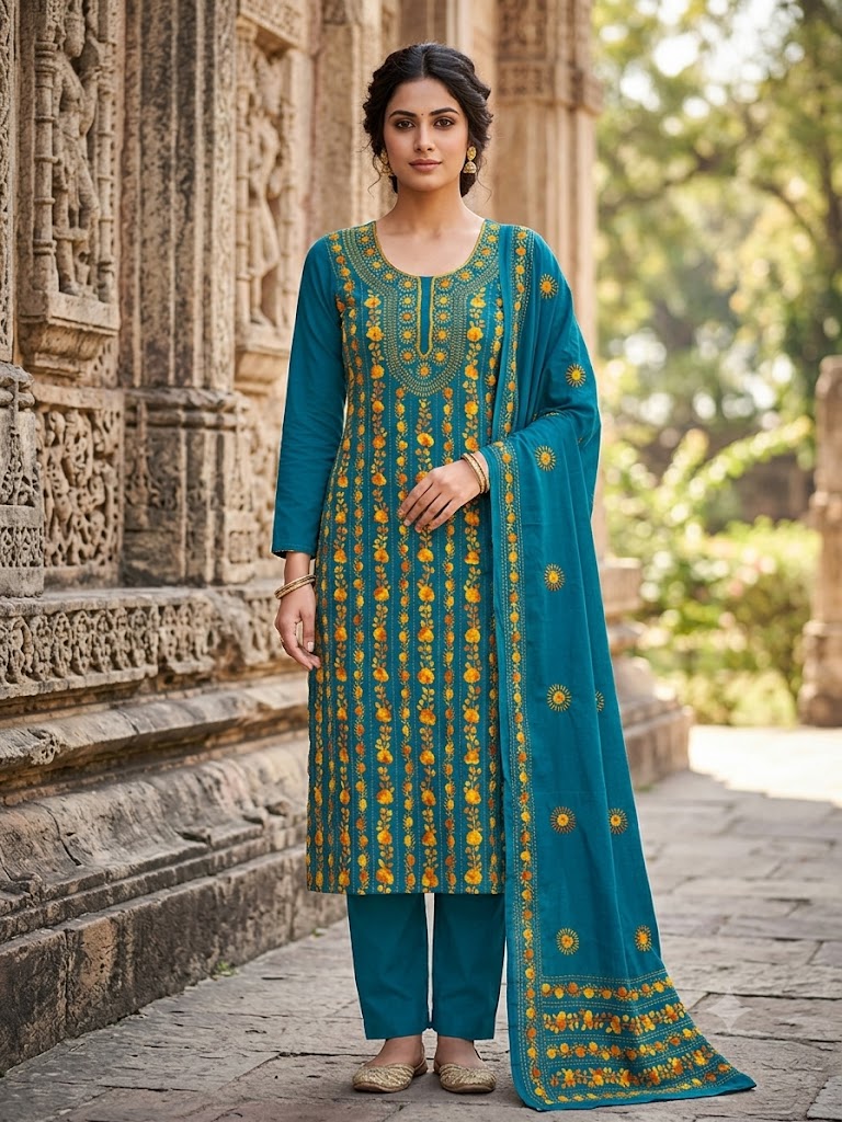 Chikonwala's Exclusive Hand Embroidered Fulkari Dress