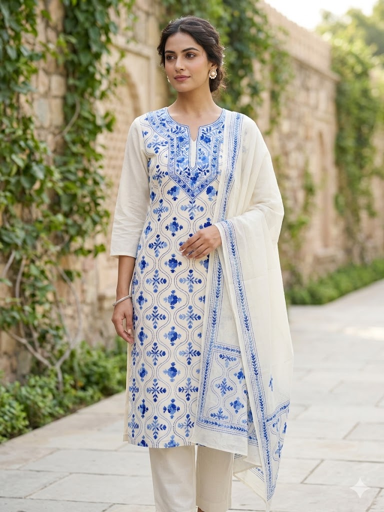 Chikonwala's Exclusive Hand Embroidered Fulkari Dress