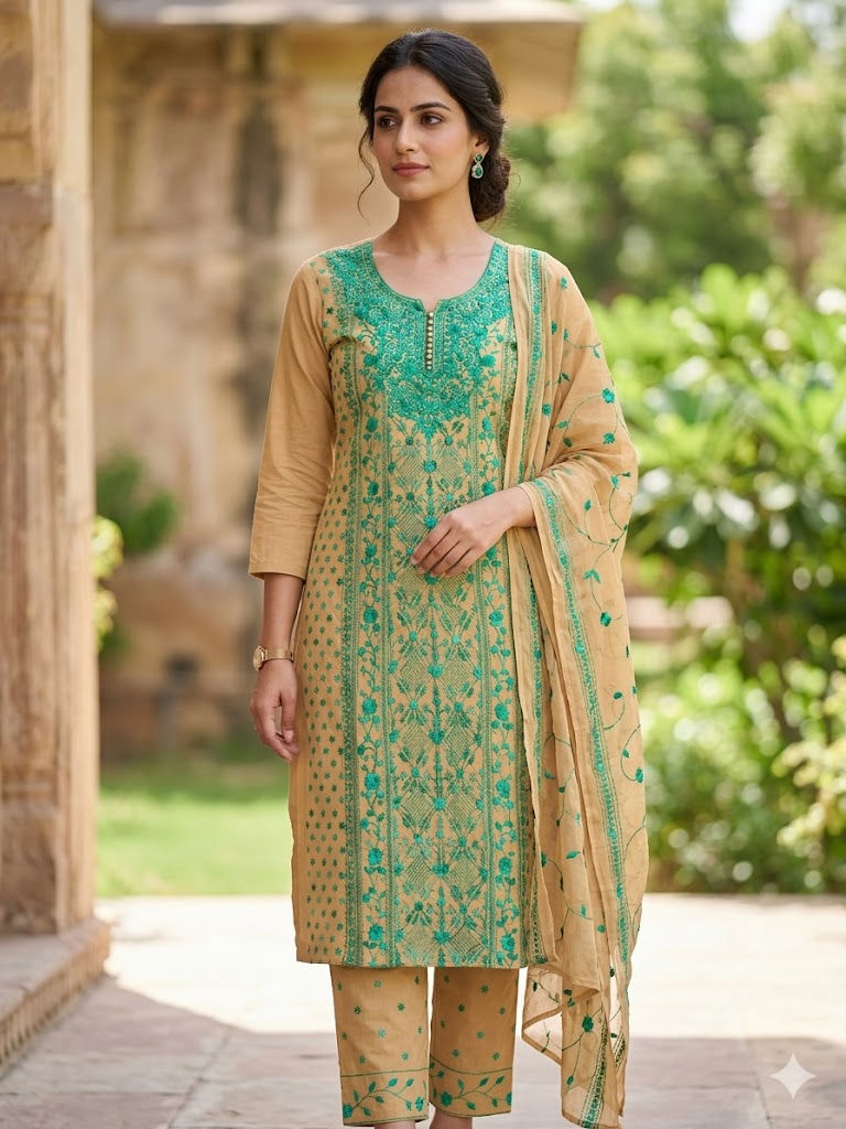 Chikonwala's Exclusive Hand Embroidered Fulkari Dress