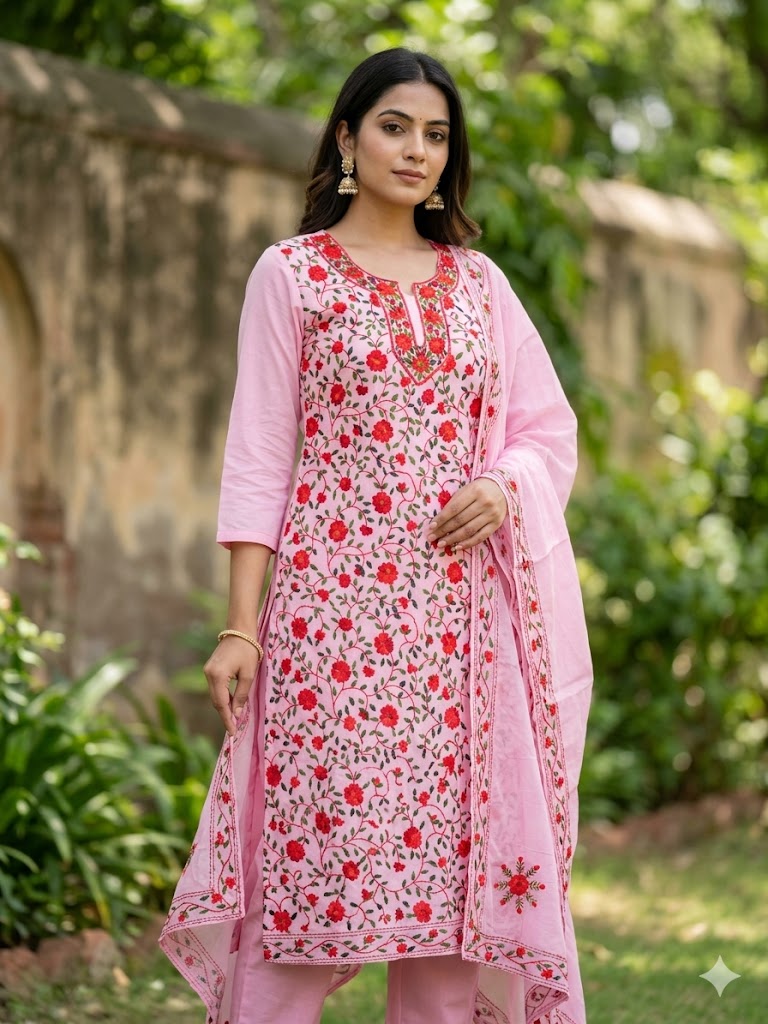 Chikonwala's Exclusive Hand Embroidered Fulkari Dress