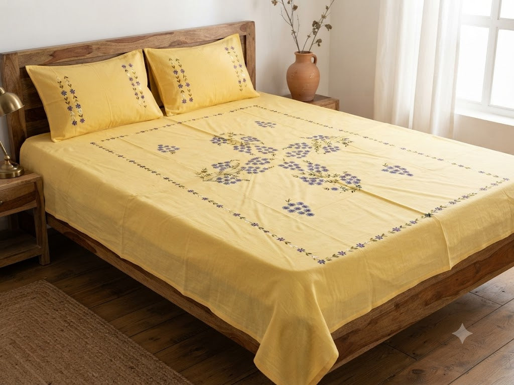 Chikonwala's Hand Embroidered Floral Design Bedsheet