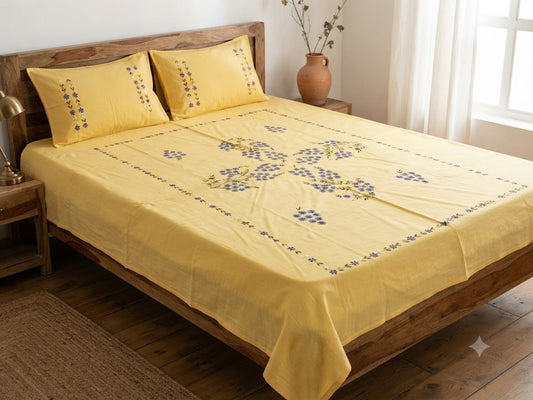 Chikonwala's Hand Embroidered Floral Design Bedsheet