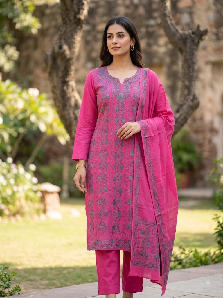 Chikonwala's Exclusive Hand Embroidered Fulkari Dress