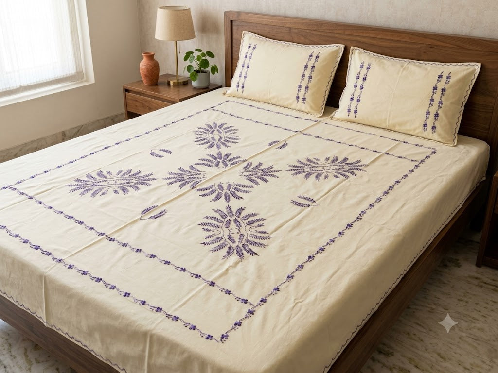 Chikonwala's Hand Embroidered Floral Design Bedsheet