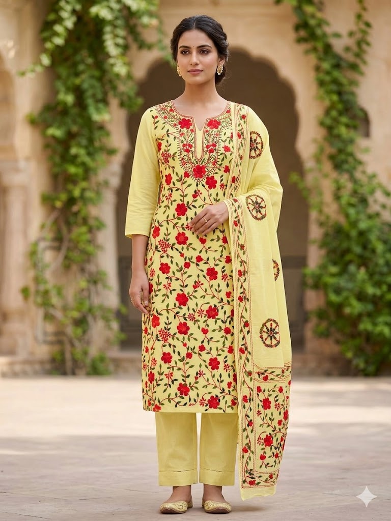 Chikonwala's Exclusive Hand Embroidered Fulkari Dress
