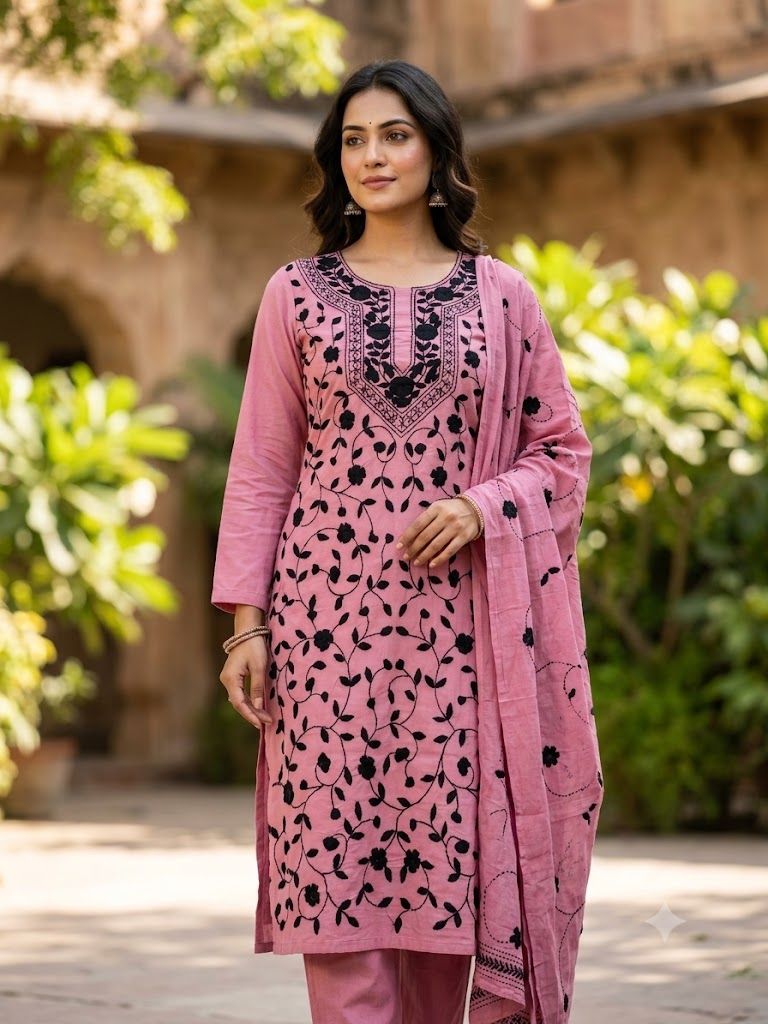Chikonwala's Exclusive Hand Embroidered Fulkari Dress